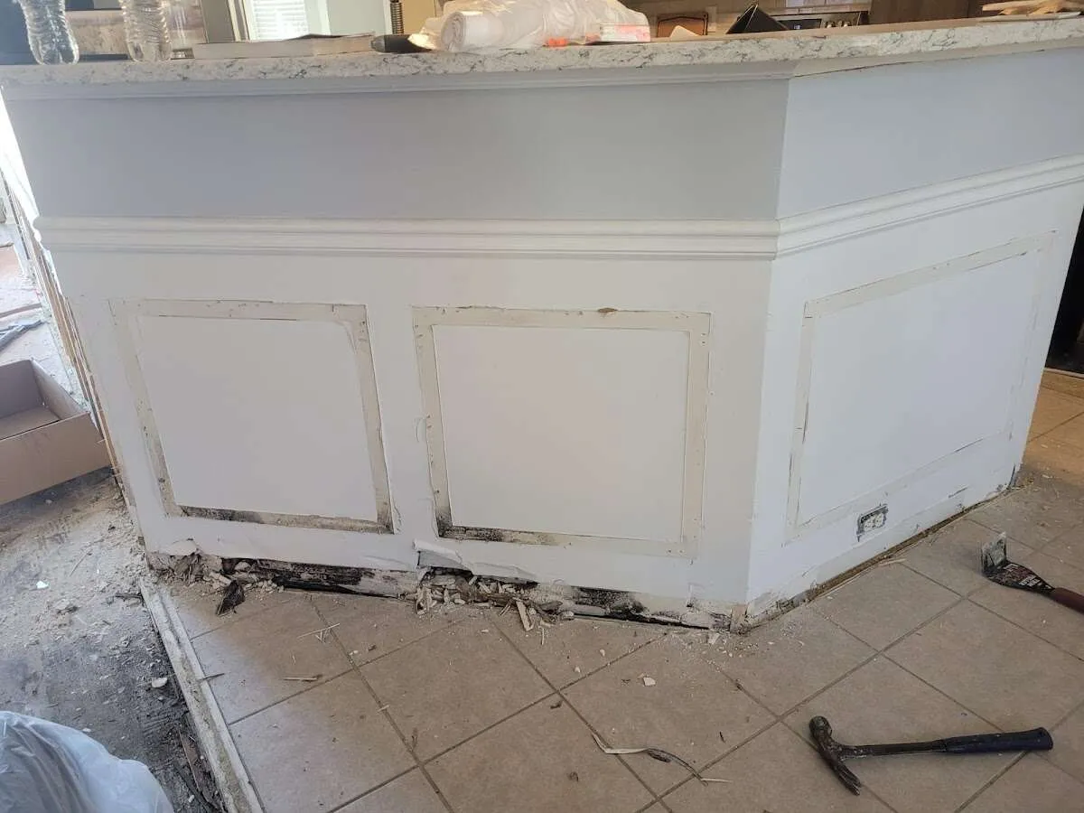 Water damage and mold on kitchen during Storm Damage Restoration in Rostraver